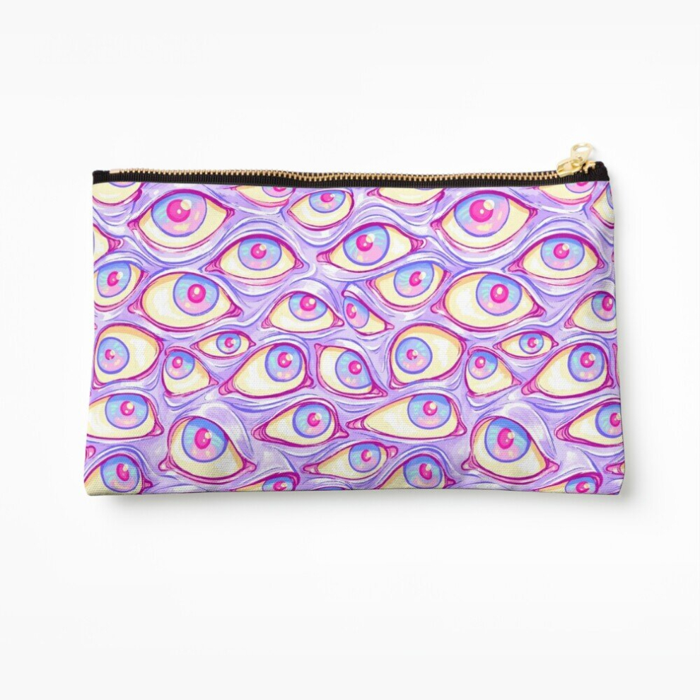 Whibos Makeup Bag Wall Of Eyes In Purple Cosmetic Organizer Tyvek Paper Bags Zipper Pouch