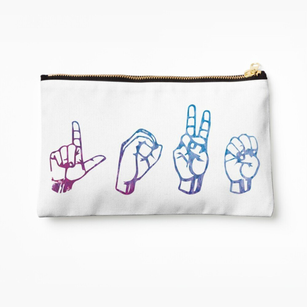 Whibos Purple Makeup Bag Asl "Love" Watercolour Cosmetic Organizer Tyvek Paper Bags Zipper Pouch
