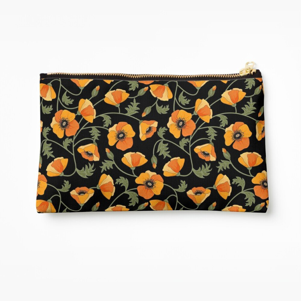 Whibos Makeup Bag California Poppies Cosmetic Organizer Tyvek Paper Bags Zipper Pouch