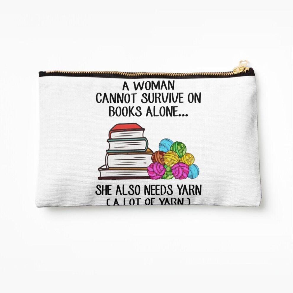 Whibos Makeup Bag A Woman Cannot Survive On Books Alone She Also Needs Yarn Cosmetic Organizer Tyvek Paper Bags Zipper Pouch