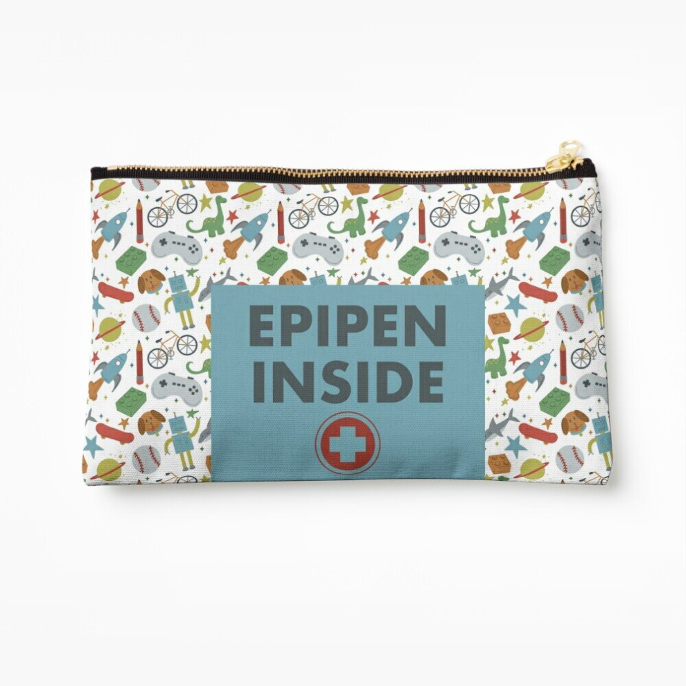 Whibos Blue Makeup Bag Epipen Inside Medical Bag (Kids ) Cosmetic Organizer Tyvek Paper Bags Zipper Pouch