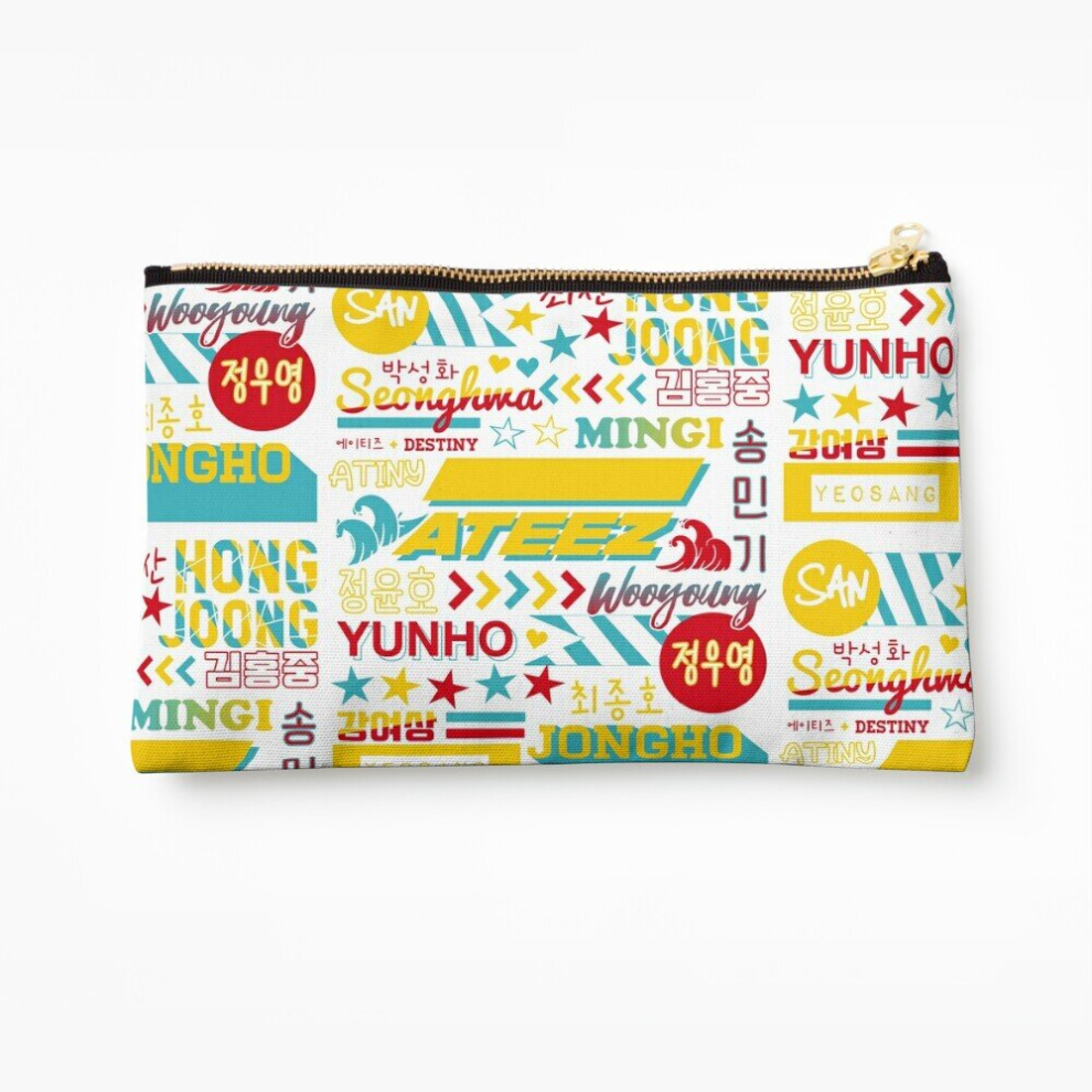 Whibos Makeup Bag Ateez Collage Cosmetic Organizer Tyvek Paper Bags Zipper Pouch