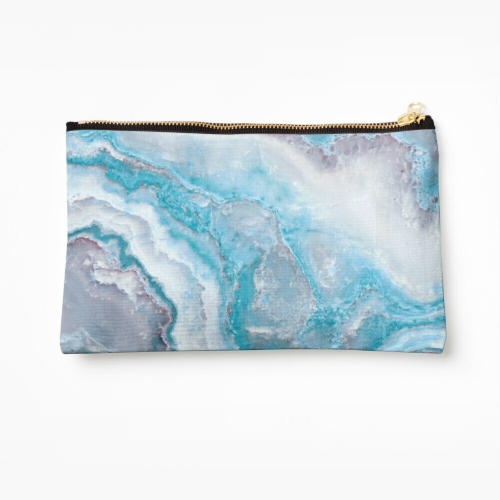 Whibos Blue Makeup Bag Luxury Mermaid Faux Agate Marble Geode Gem Cosmetic Organizer Tyvek Paper Bags Zipper Pouch
