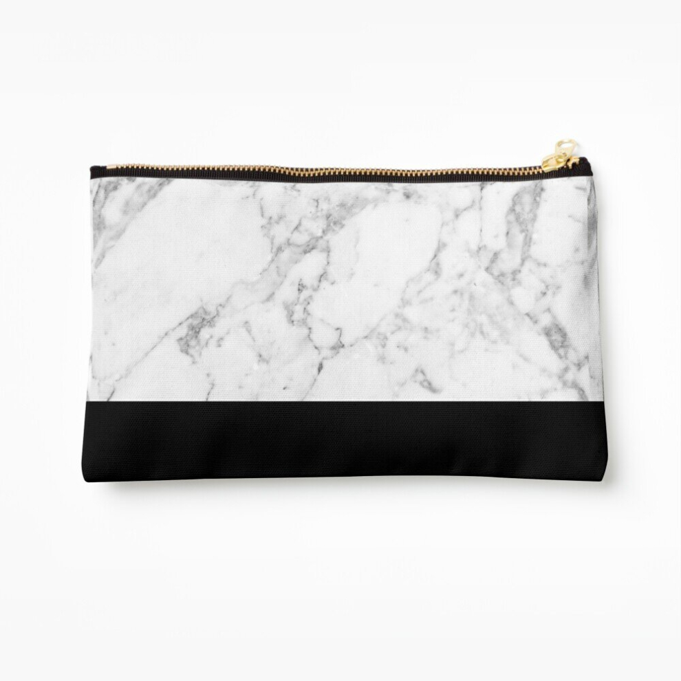 Whibos Black Makeup Bag Marble Cosmetic Organizer Tyvek Paper Bags Zipper Pouch