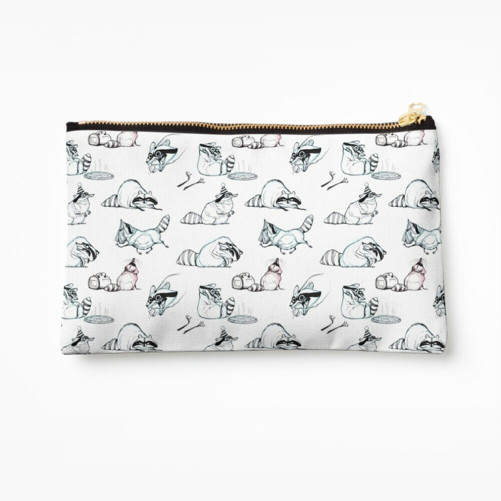 Whibos Makeup Bag Raccoon Comic Pattern Cosmetic Organizer Tyvek Paper Bags Zipper Pouch