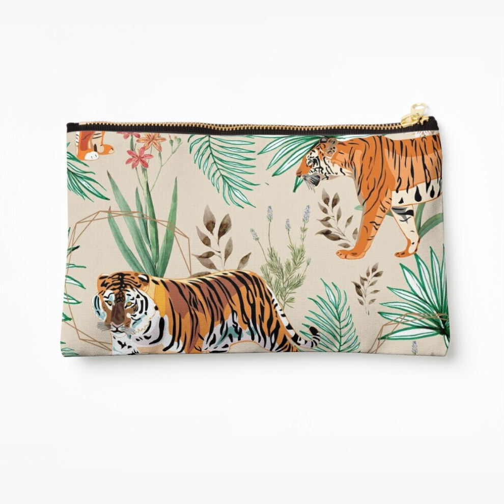 Whibos Makeup Bag Tropical And Tigers Cosmetic Organizer Tyvek Paper Bags Zipper Pouch