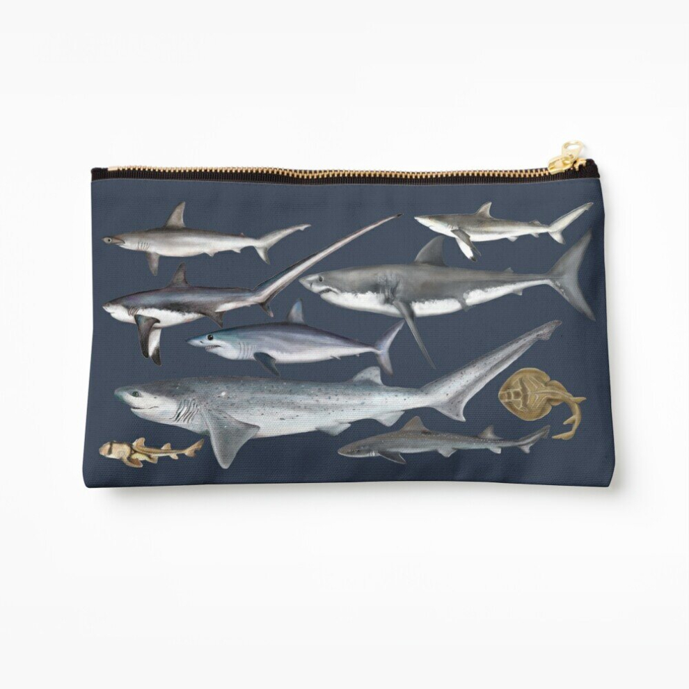 Whibos Makeup Bag Sharks, Sharks, Eveywhere Sharks Cosmetic Organizer Tyvek Paper Bags Zipper Pouch