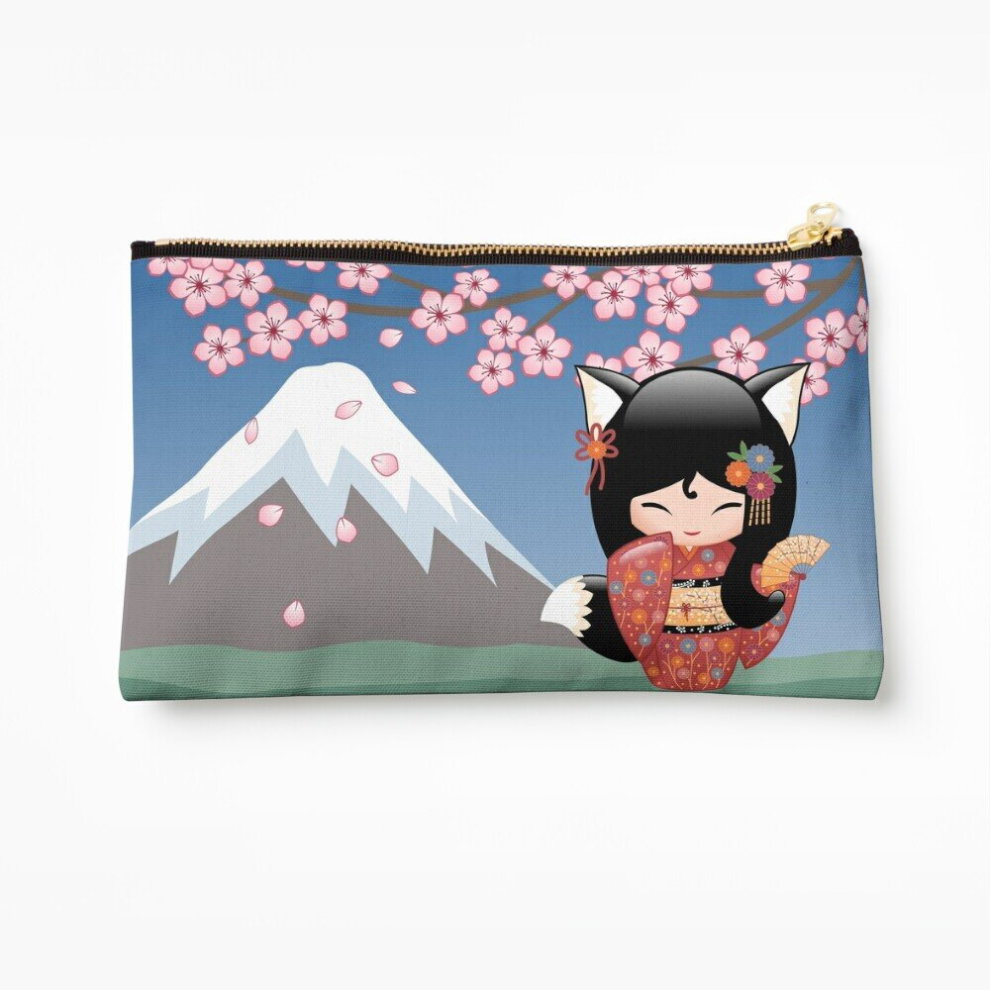 Whibos Makeup Bag Japanese Kitsune Kokeshi Doll Cosmetic Organizer Tyvek Paper Bags Zipper Pouch