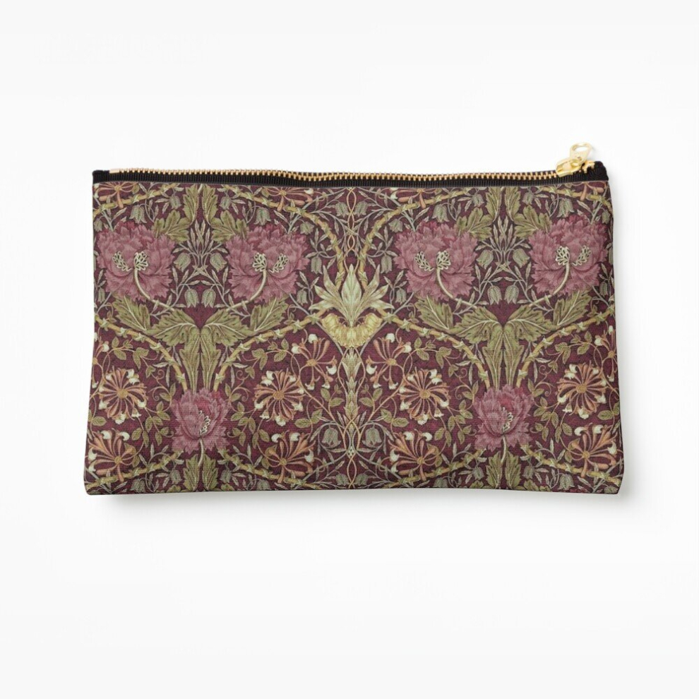 Whibos Makeup Bag William Morris, Honeysuckle, Floral. Pattern, Art Nouveau, Vintage,Beautiful,Belle Cosmetic Organizer Tyvek Paper Bags Zipper Pouch