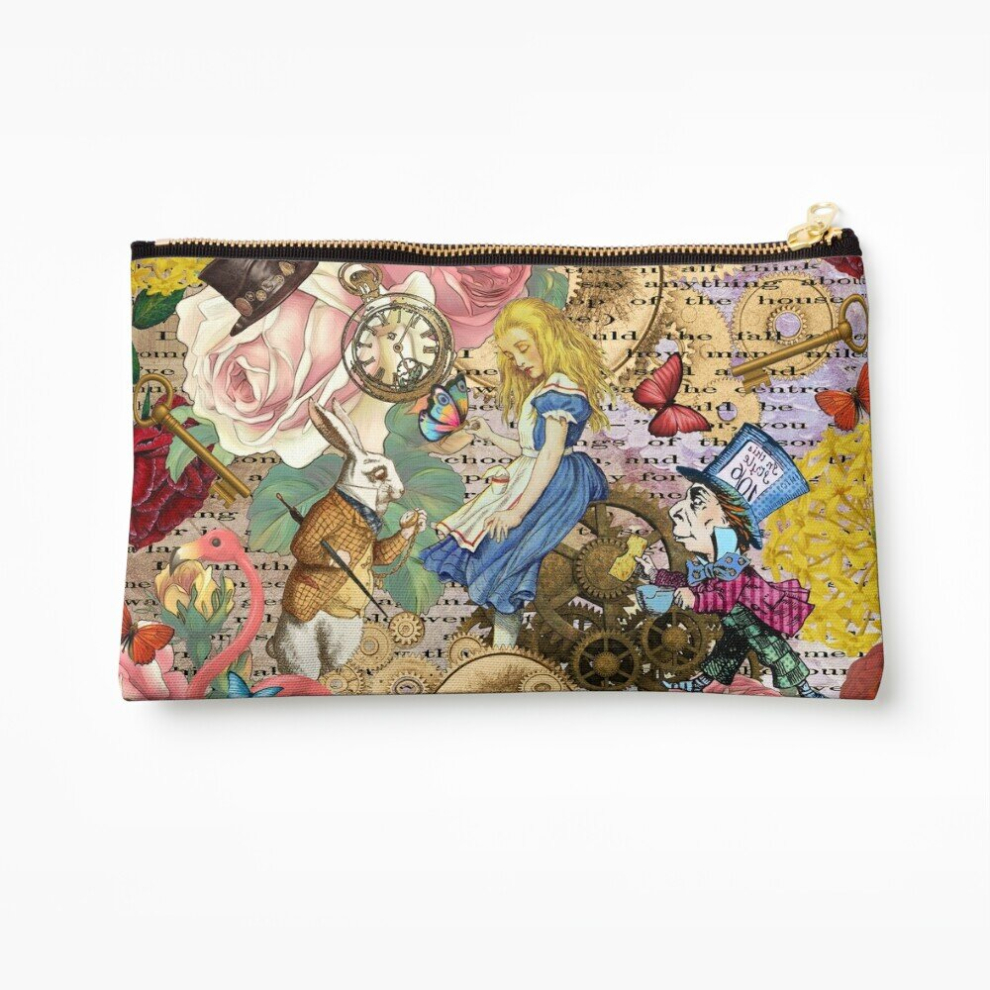 Whibos Makeup Bag Alice In Wonderland Collage Cosmetic Organizer Tyvek Paper Bags Zipper Pouch