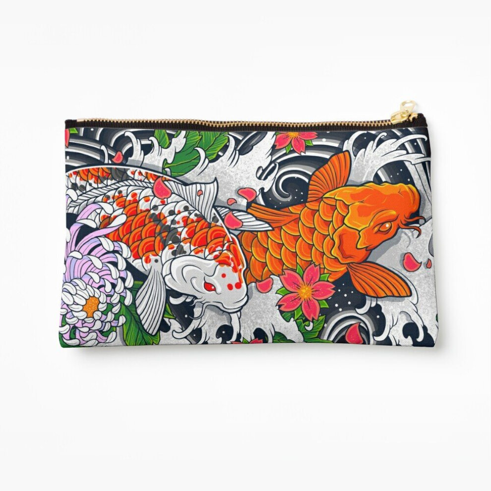 Whibos Makeup Bag Koi Fish Pond Cosmetic Organizer Tyvek Paper Bags Zipper Pouch