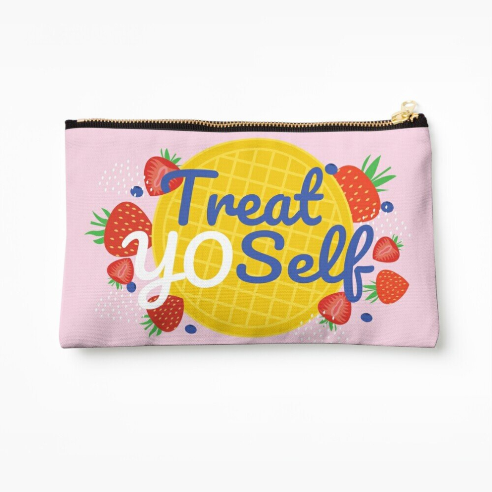 Whibos Makeup Bag Galentines-Treat Yo Self Cosmetic Organizer Tyvek Paper Bags Zipper Pouch