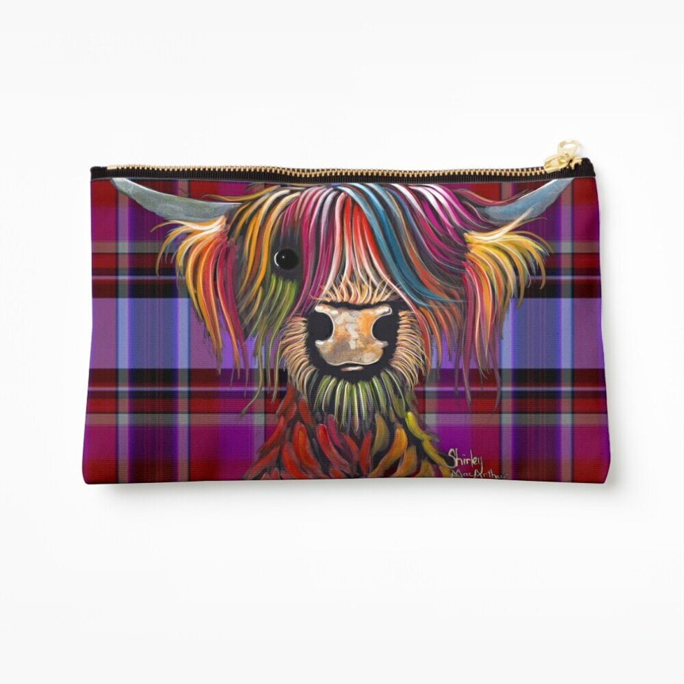 Whibos Makeup Bag Scottish Highland Cow ' Tartan Oliver P ' Cosmetic Organizer Tyvek Paper Bags Zipper Pouch