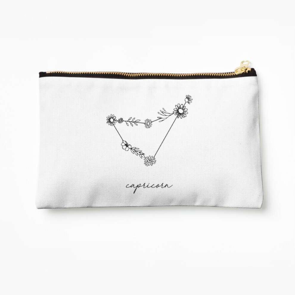 Whibos Makeup Bag Capricorn Zodiac Wildflower Constellation Cosmetic Organizer Tyvek Paper Bags Zipper Pouch