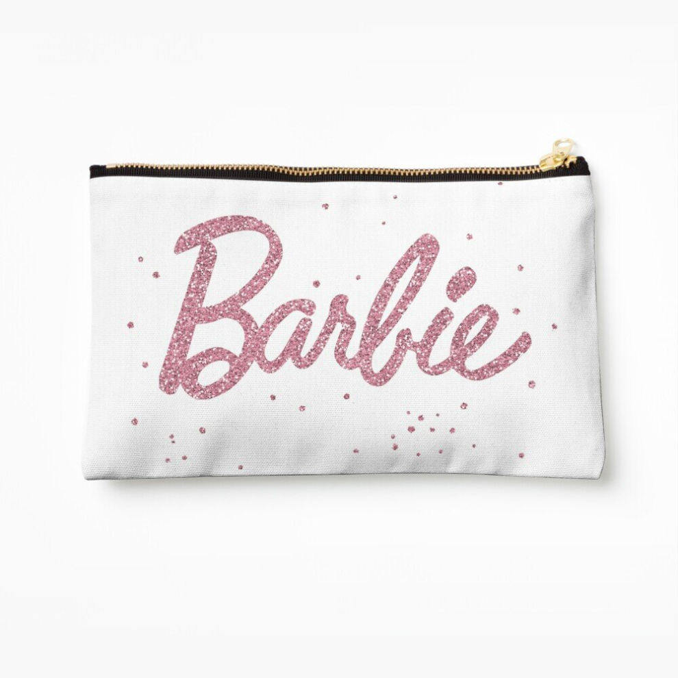 Whibos Pink/White Makeup Bag Barbie With Glitter On Cosmetic Organizer Tyvek Paper Bags Zipper Pouch