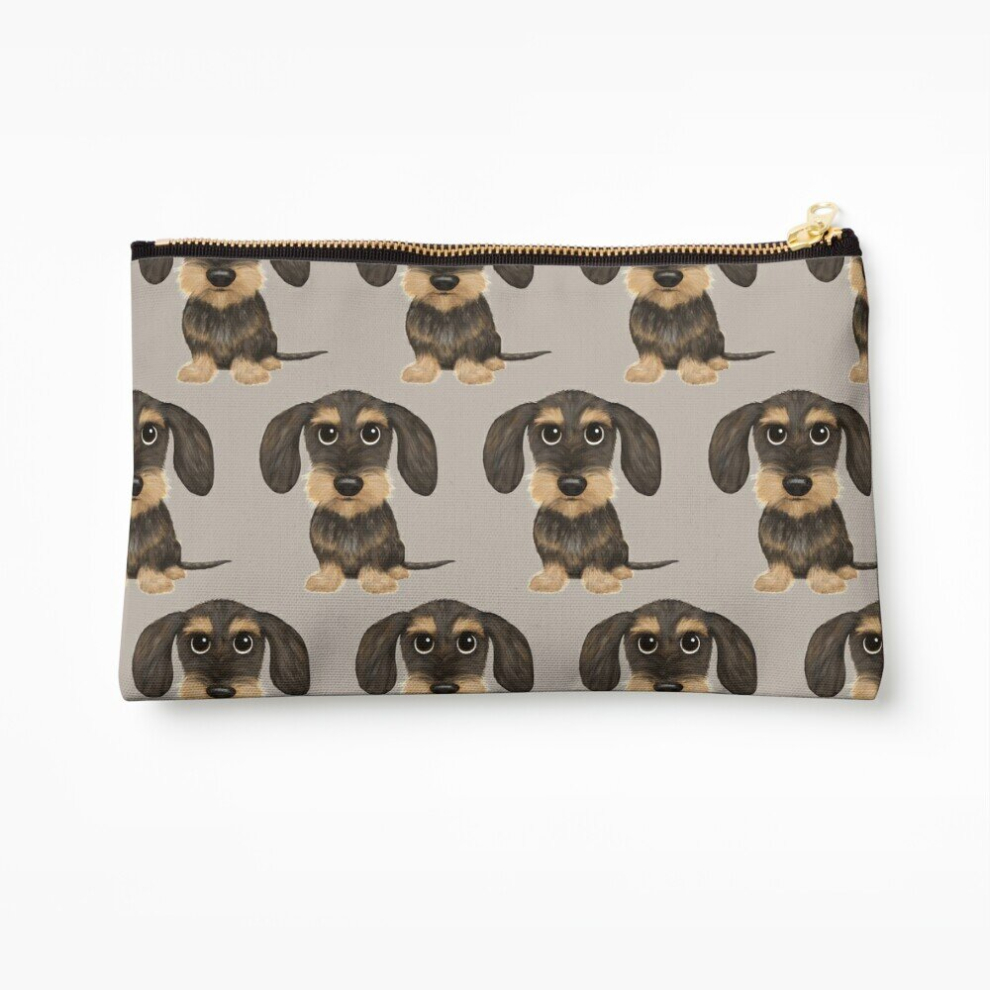 Whibos Makeup Bag Wirehaired Dachshund Cute Wire Haired Wiener Dog Wild Boar And Tan Teckel Cosmetic Organizer Tyvek Paper Bags Zipper Pouch