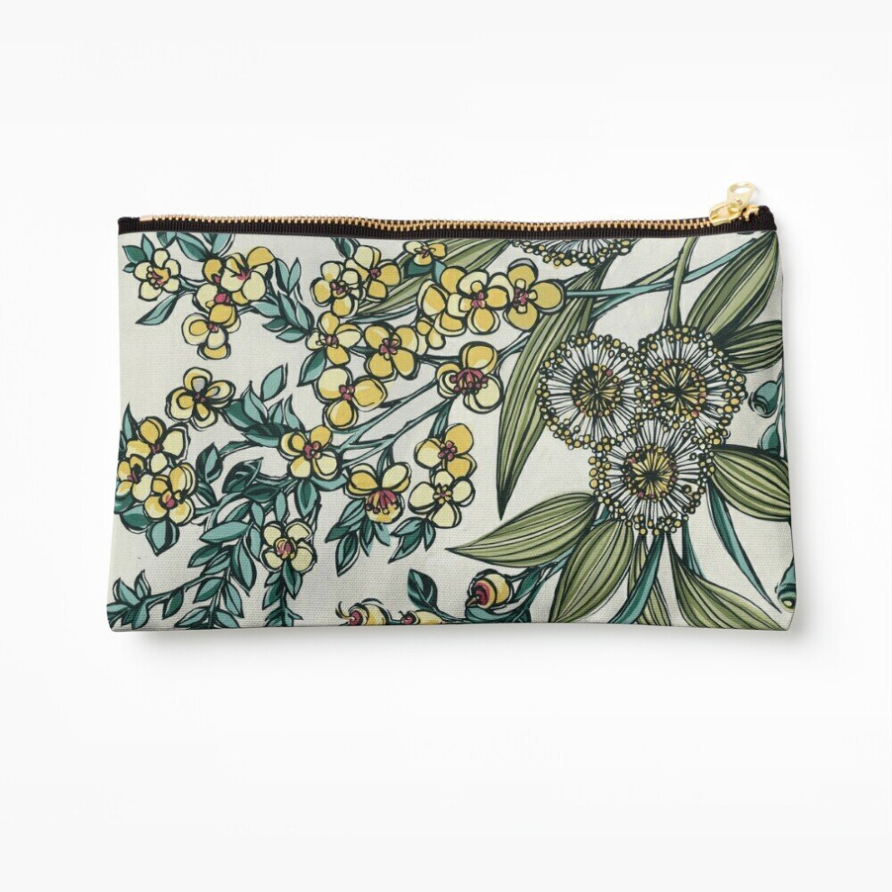Whibos Makeup Bag Retro Australian Native Floral Cosmetic Organizer Tyvek Paper Bags Zipper Pouch