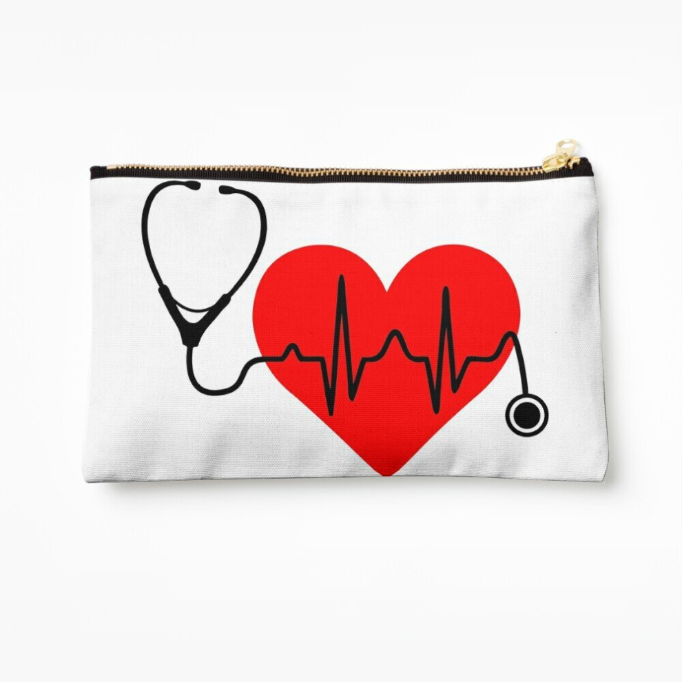 Whibos Makeup Bag Stethoscope Heartbeat Heart Cosmetic Organizer Tyvek Paper Bags Zipper Pouch