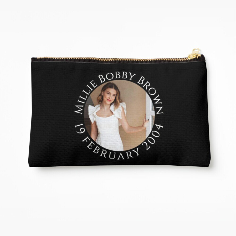 Whibos Brown Makeup Bag Millie Bobby - 19 February 2004 Cosmetic Organizer Tyvek Paper Bags Zipper Pouch