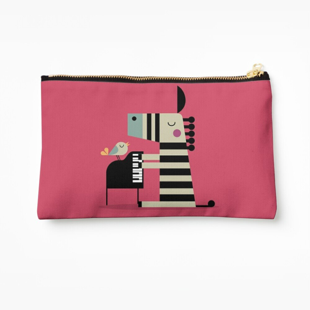 Whibos Makeup Bag Music Zebra Cosmetic Organizer Tyvek Paper Bags Zipper Pouch