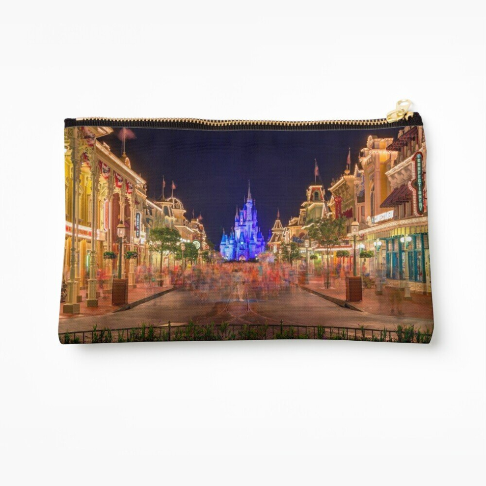 Whibos Makeup Bag Nighttime On Main Street Usa Cosmetic Organizer Tyvek Paper Bags Zipper Pouch