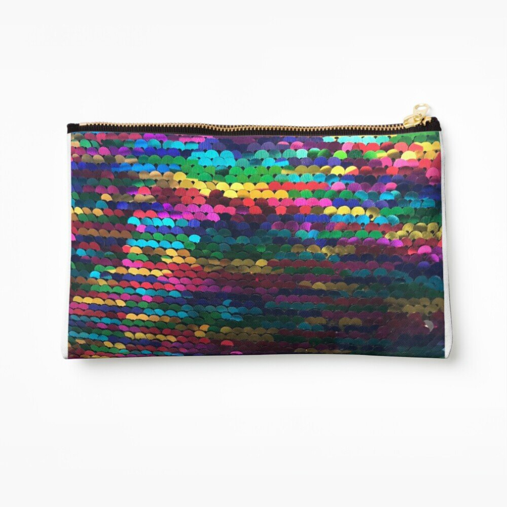 Whibos Makeup Bag Rainbow Sequins Cosmetic Organizer Tyvek Paper Bags Zipper Pouch