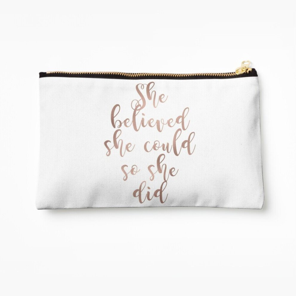Whibos Gold Makeup Bag Rose She Believed She Could So She Did Cosmetic Organizer Tyvek Paper Bags Zipper Pouch