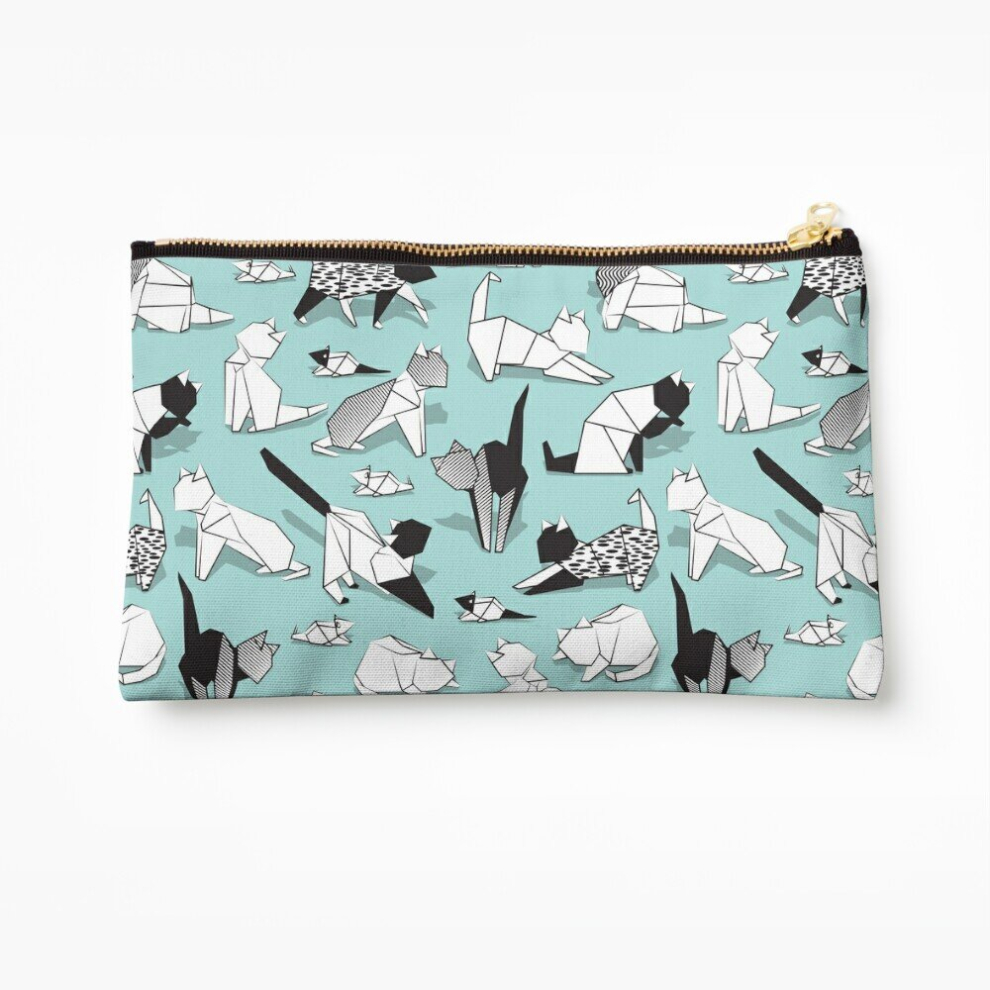 Whibos Makeup Bag Origami Kitten Friends Aqua Paper Cats Cosmetic Organizer Tyvek Paper Bags Zipper Pouch