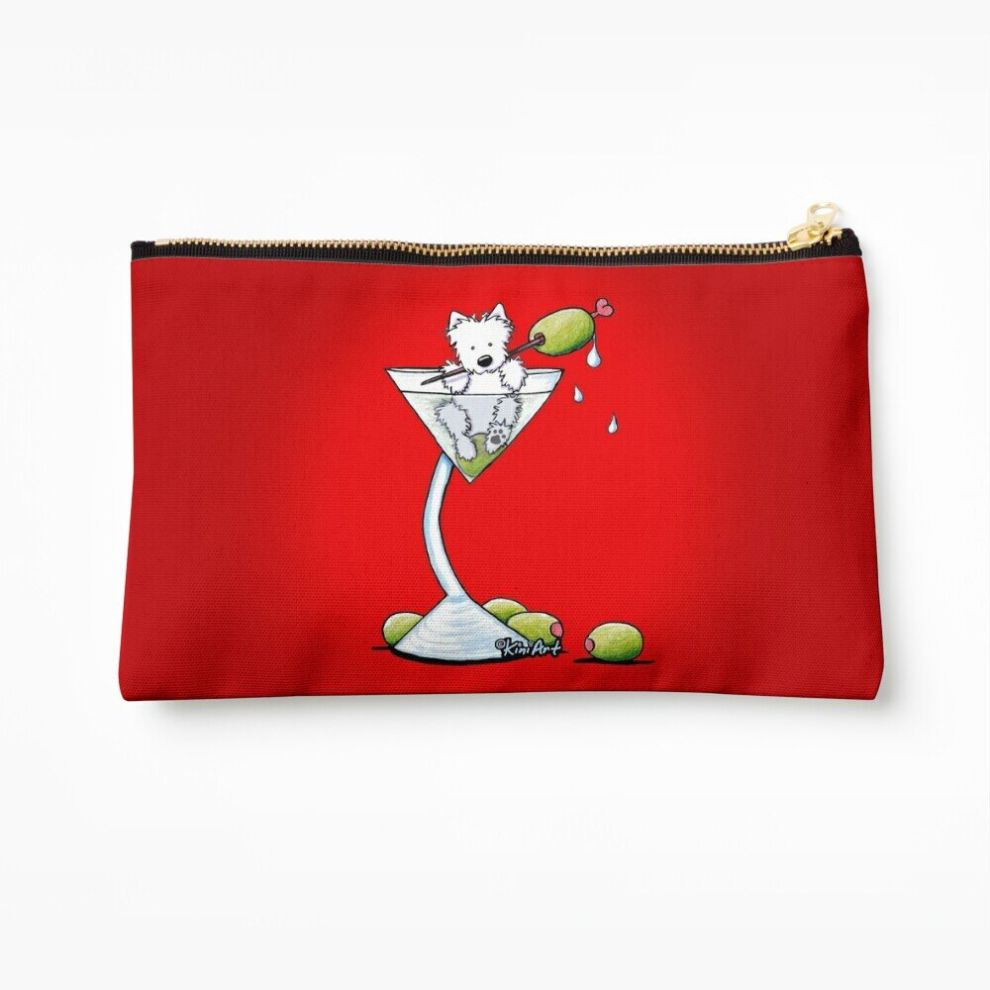 Whibos Makeup Bag Olive Martini Westies Cosmetic Organizer Tyvek Paper Bags Zipper Pouch