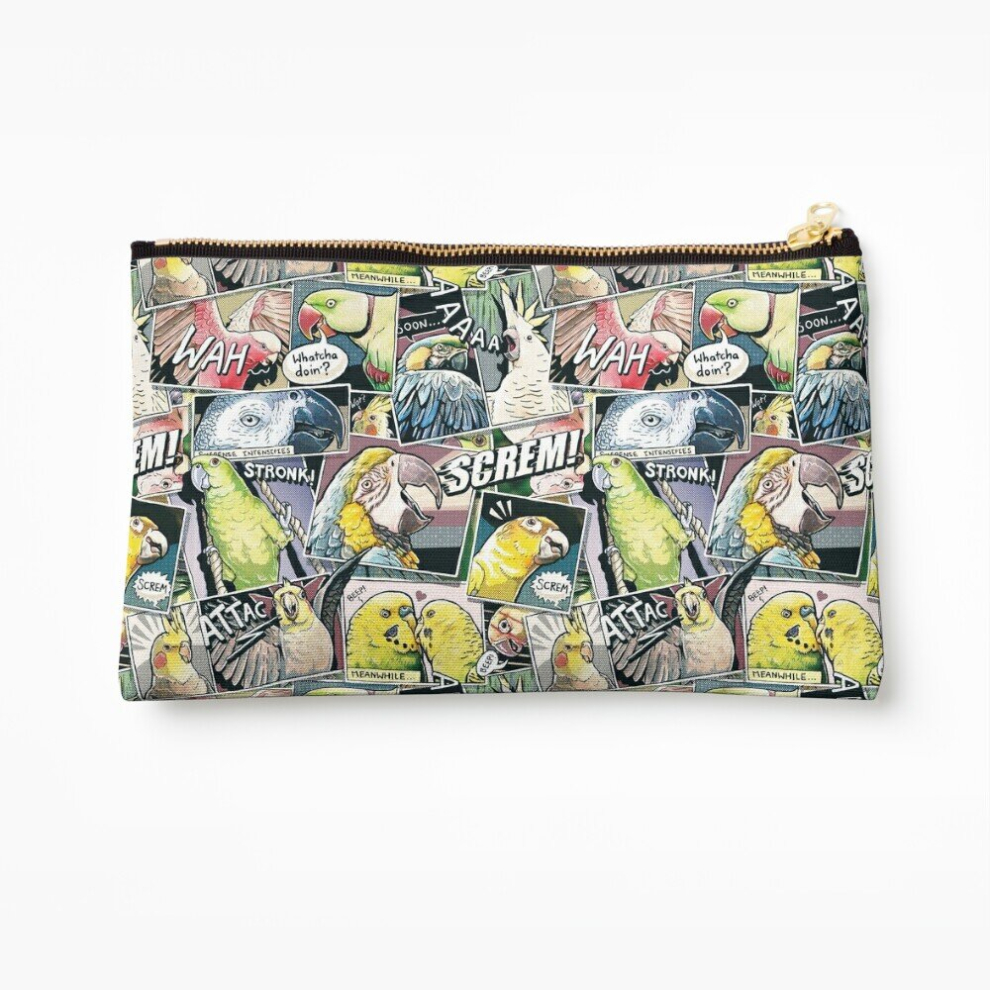 Whibos Makeup Bag Parrots Comic Style Cosmetic Organizer Tyvek Paper Bags Zipper Pouch