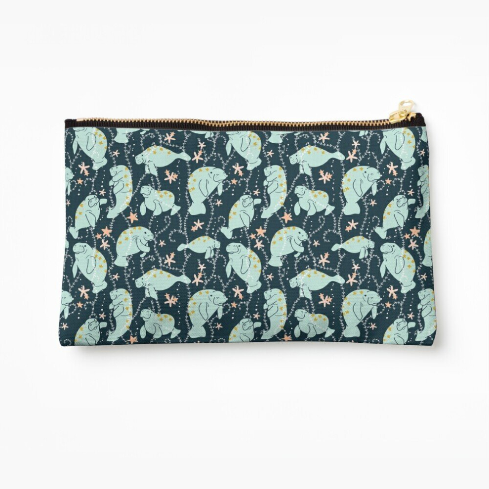 Whibos Makeup Bag Oh The Hue-Manatee: Teal Cosmetic Organizer Tyvek Paper Bags Zipper Pouch