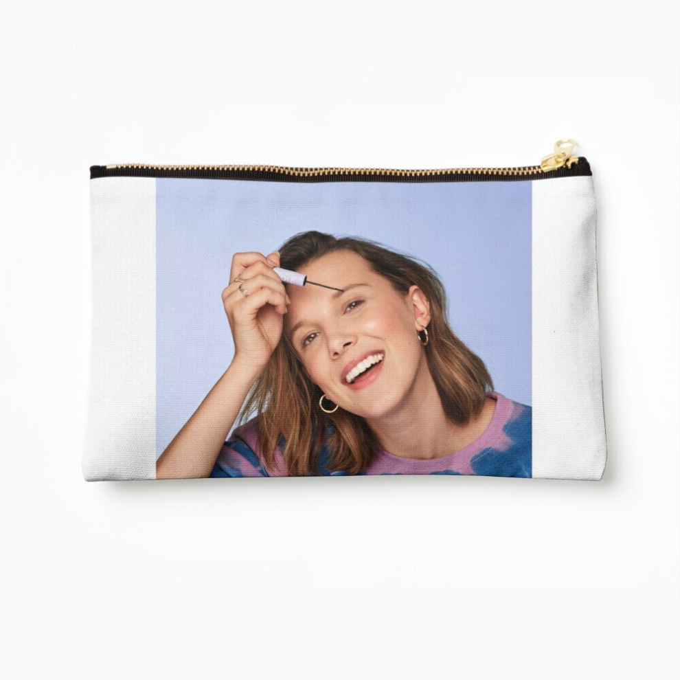 Whibos Brown Makeup Bag Millie Bobby Cosmetic Organizer Tyvek Paper Bags Zipper Pouch