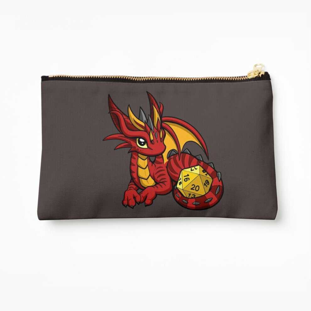 Whibos Red/Gold Makeup Bag And Dice Dragon Cosmetic Organizer Tyvek Paper Bags Zipper Pouch