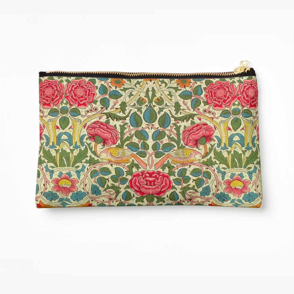Whibos Makeup Bag Rose Chintz William Morris Vintage Pattern Cosmetic Organizer Tyvek Paper Bags Zipper Pouch