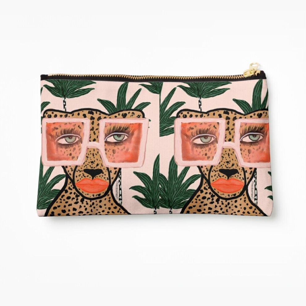Whibos Makeup Bag Tropical Glam Cat Cosmetic Organizer Tyvek Paper Bags Zipper Pouch