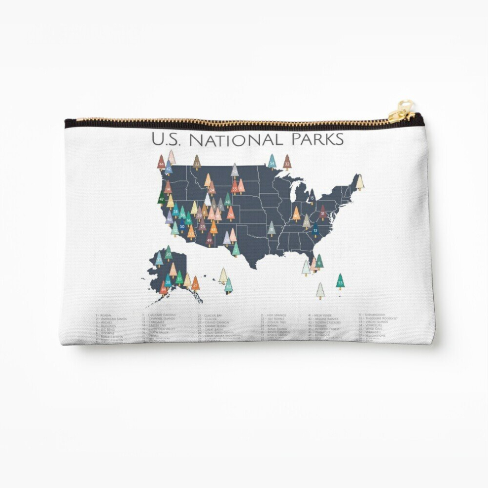Whibos Makeup Bag National Parks Explorer Map Cosmetic Organizer Tyvek Paper Bags Zipper Pouch