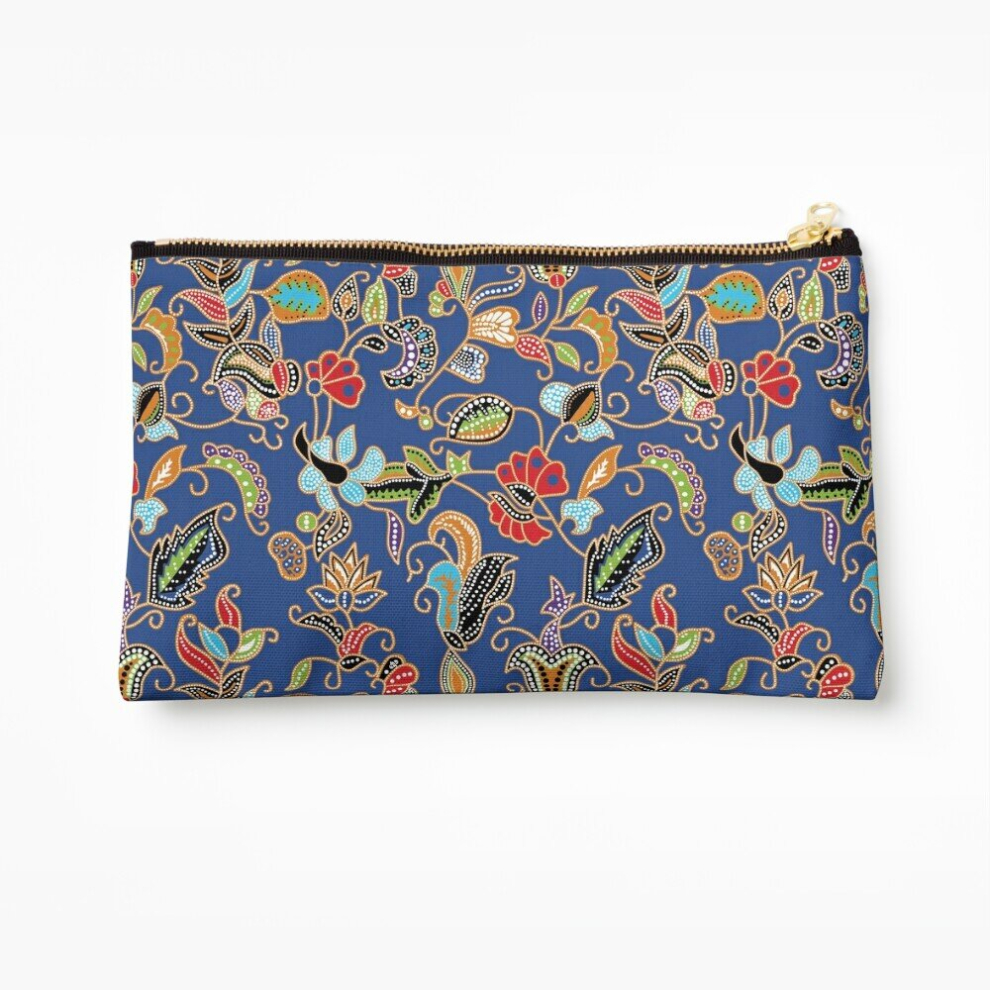 Whibos Blue Makeup Bag Sarong Kebaya Batik Cosmetic Organizer Tyvek Paper Bags Zipper Pouch