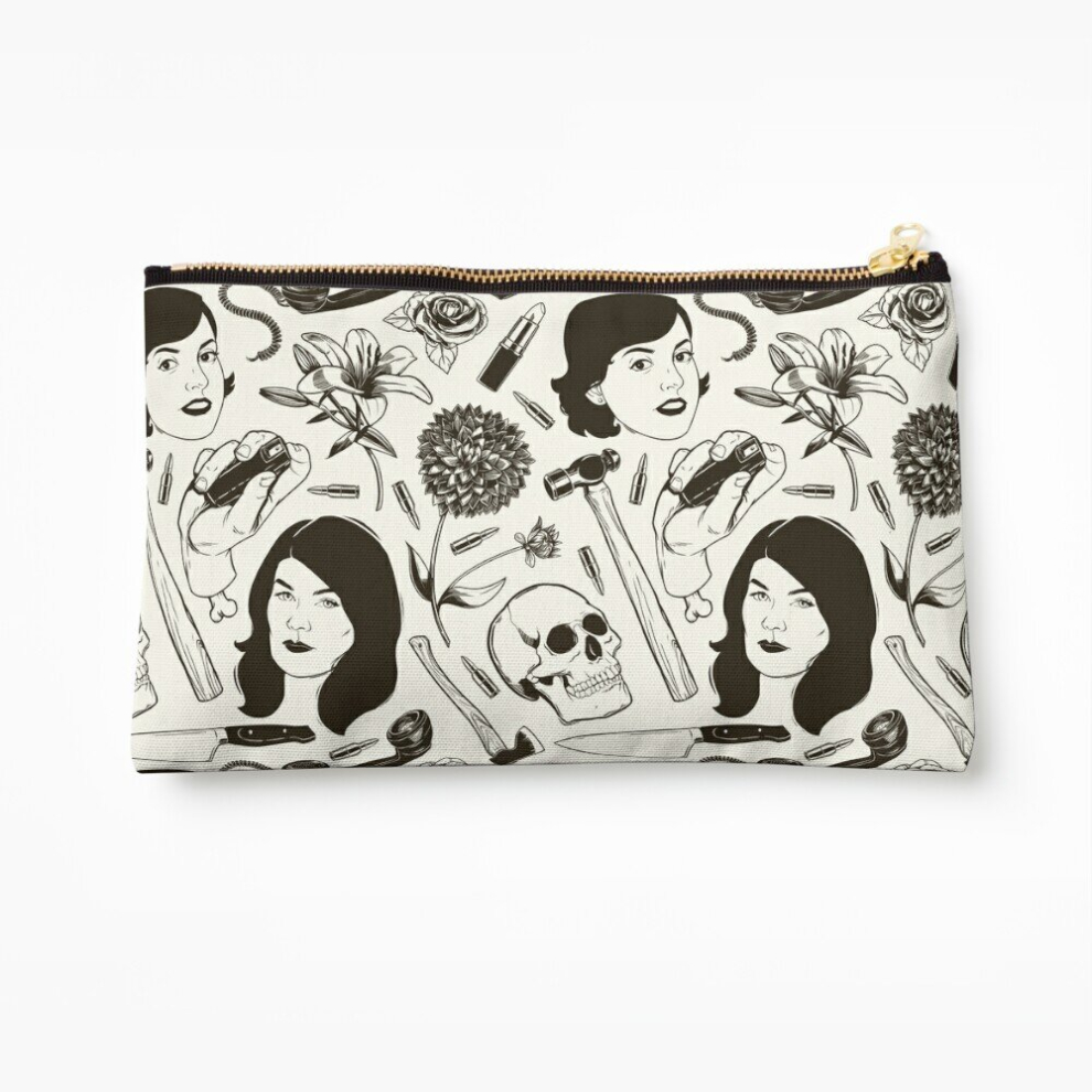 Whibos Makeup Bag True Crime Pattern Cosmetic Organizer Tyvek Paper Bags Zipper Pouch