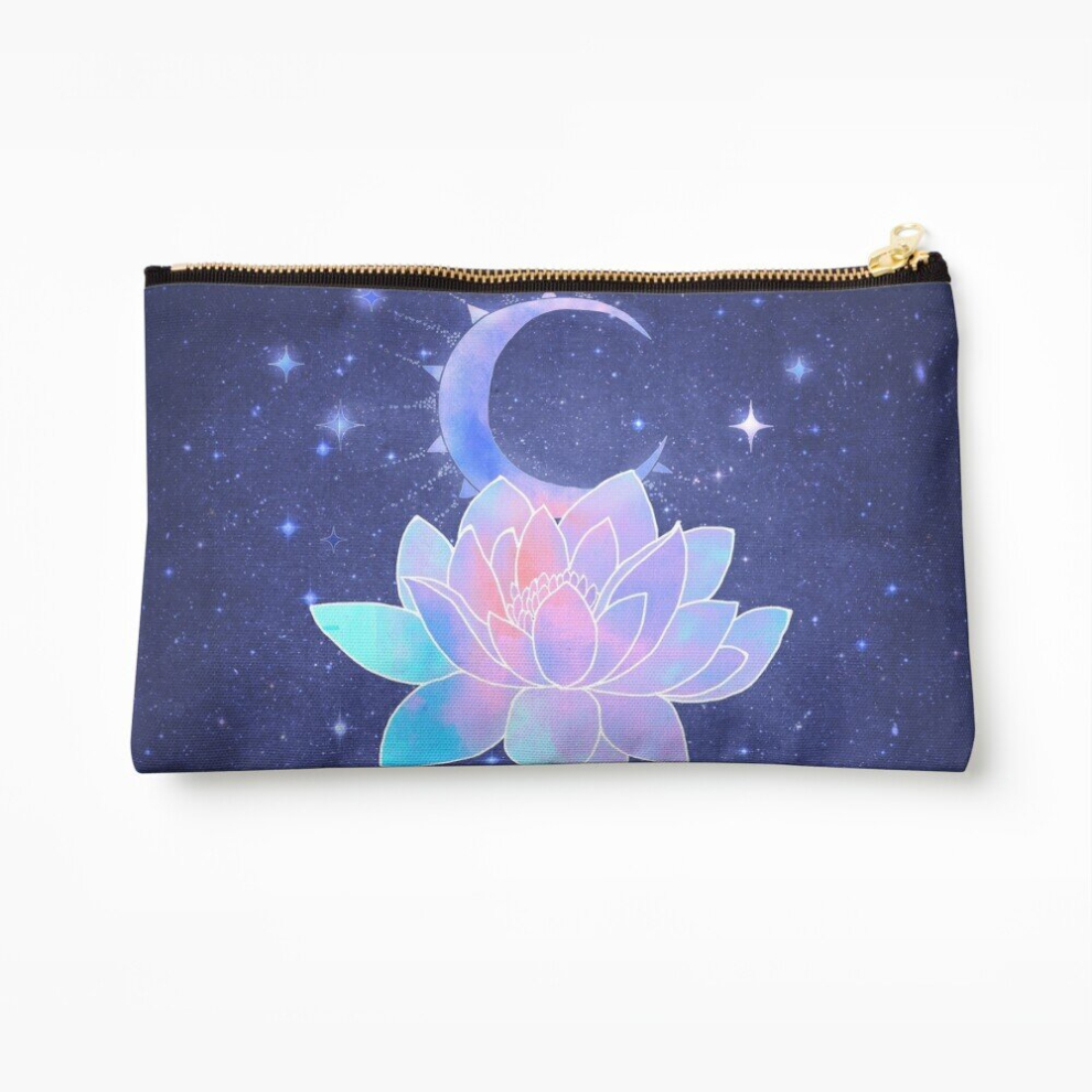 Whibos Makeup Bag Moon Lotus Flower Cosmetic Organizer Tyvek Paper Bags Zipper Pouch