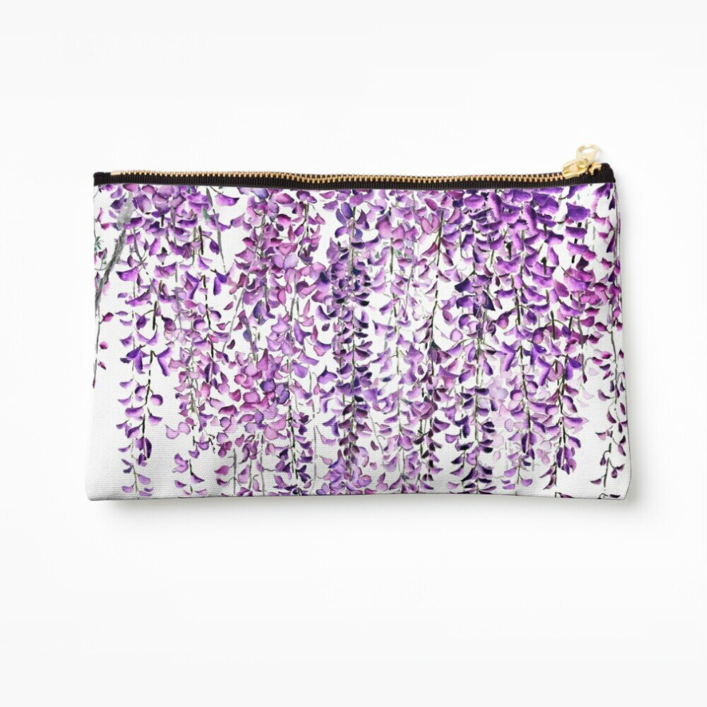 Whibos Makeup Bag Purple Wisteria In Bloom Cosmetic Organizer Tyvek Paper Bags Zipper Pouch