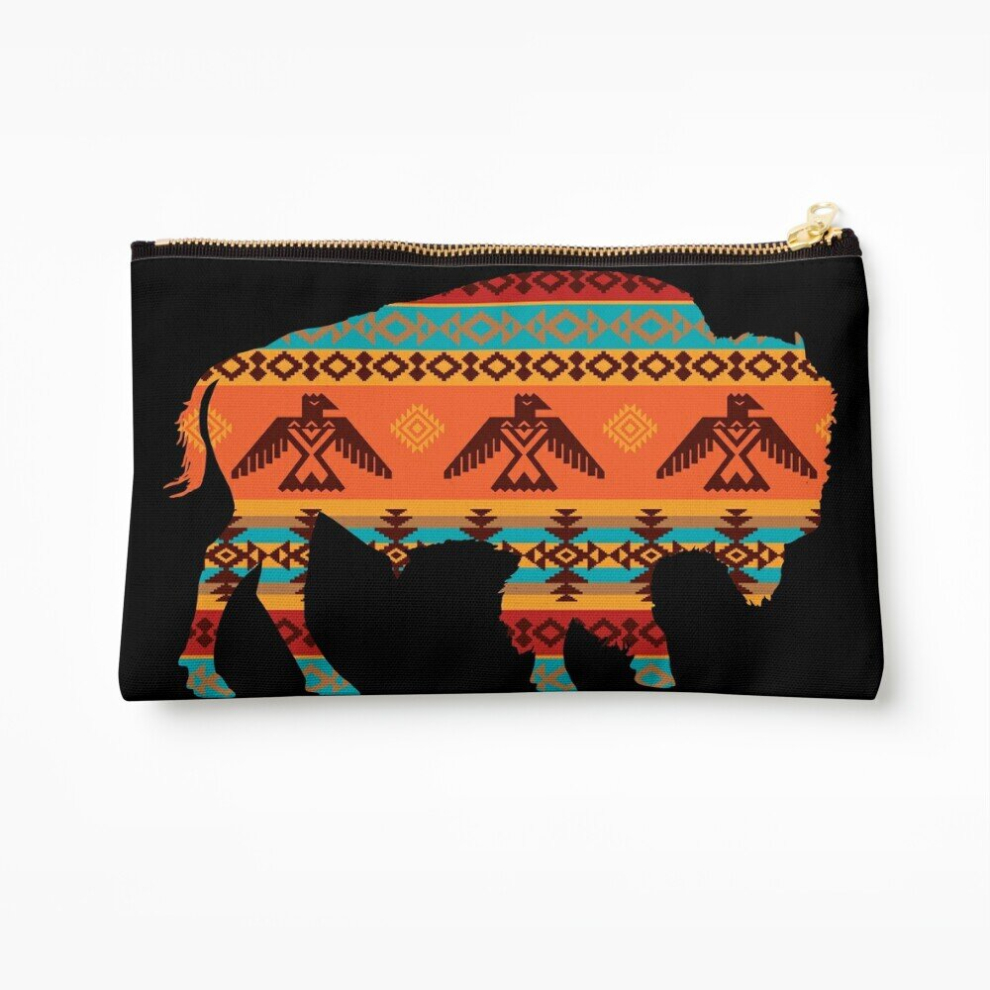 Whibos Makeup Bag Native American Indian Thunderbird Pattern Cosmetic Organizer Tyvek Paper Bags Zipper Pouch