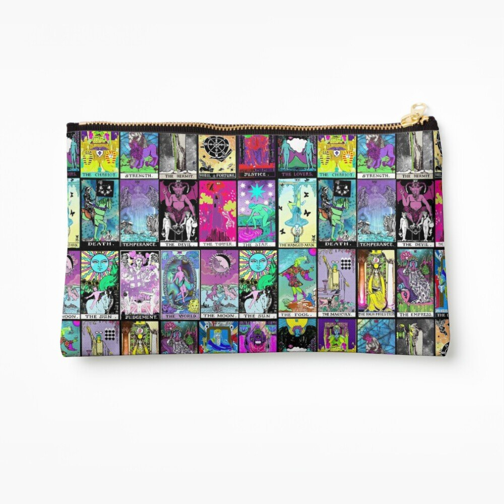 Whibos Makeup Bag Tarot Card Pattern Cosmetic Organizer Tyvek Paper Bags Zipper Pouch