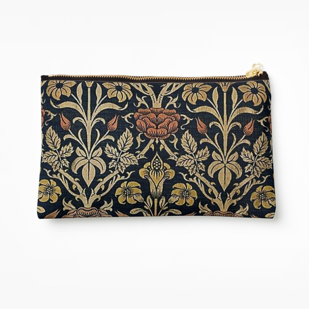Whibos Makeup Bag Art Nouveau,Fabric Pattern, Wall Fabric,William Morris Design, Cosmetic Organizer Tyvek Paper Bags Zipper Pouch