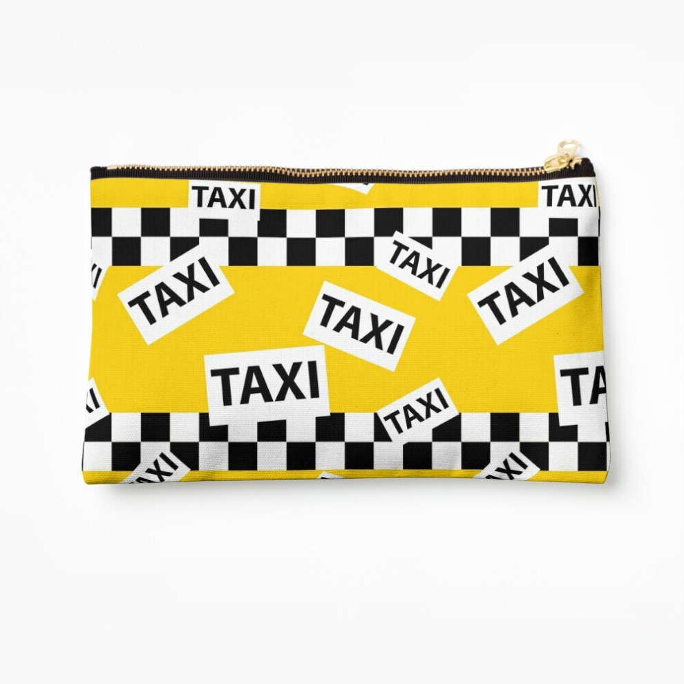 Whibos Yellow Makeup Bag New York Taxi Cab Pattern Cosmetic Organizer Tyvek Paper Bags Zipper Pouch