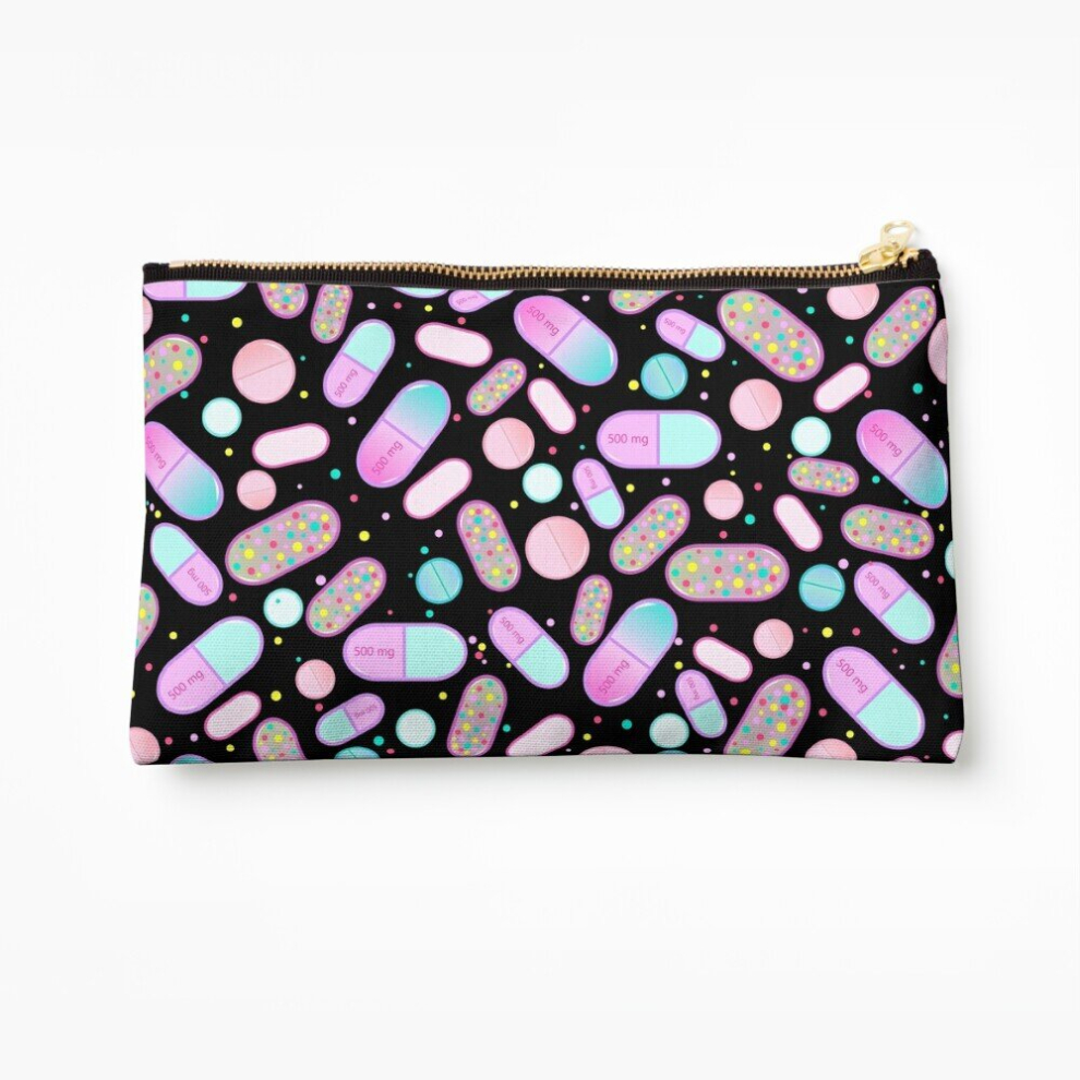 Whibos Black Makeup Bag Pastel Pills And Cosmetic Organizer Tyvek Paper Bags Zipper Pouch
