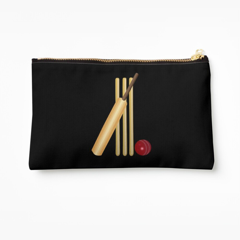 Whibos Makeup Bag Cricket Wicket, Bat And Ball Cosmetic Organizer Tyvek Paper Bags Zipper Pouch