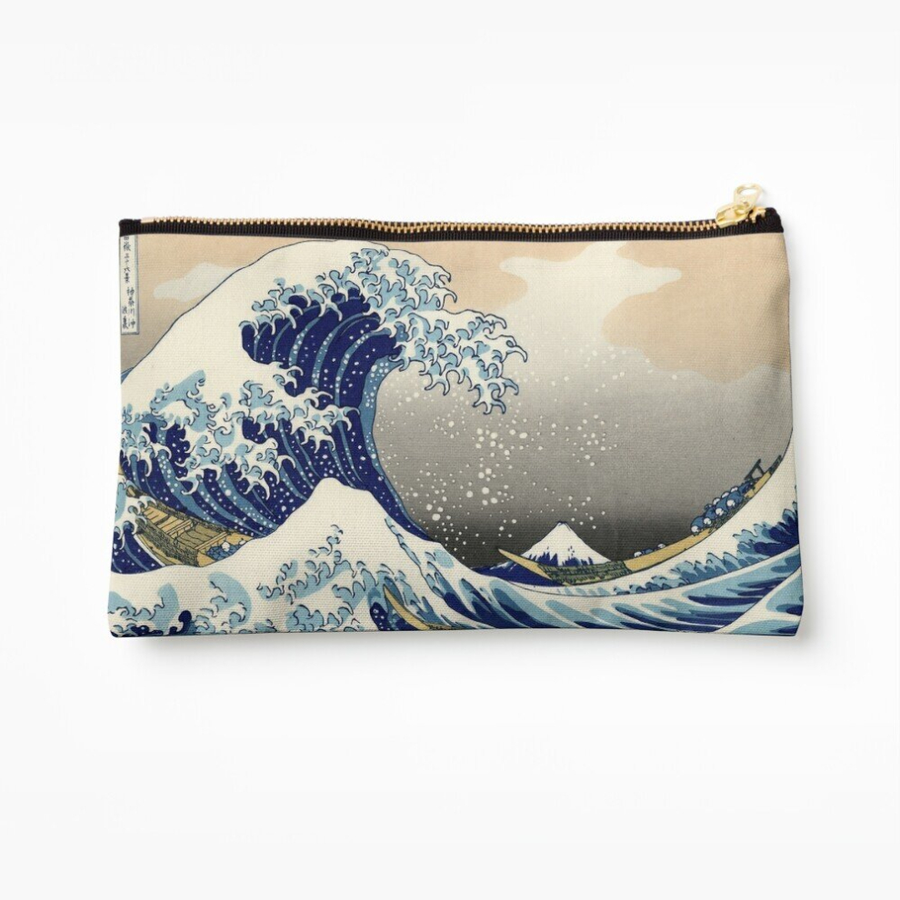 Whibos Makeup Bag Great Wave Cosmetic Organizer Tyvek Paper Bags Zipper Pouch