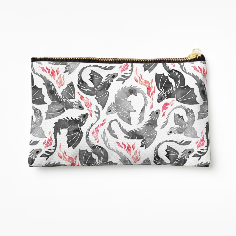 Whibos Makeup Bag Dragon Fire Greys Blacks Cosmetic Organizer Tyvek Paper Bags Zipper Pouch