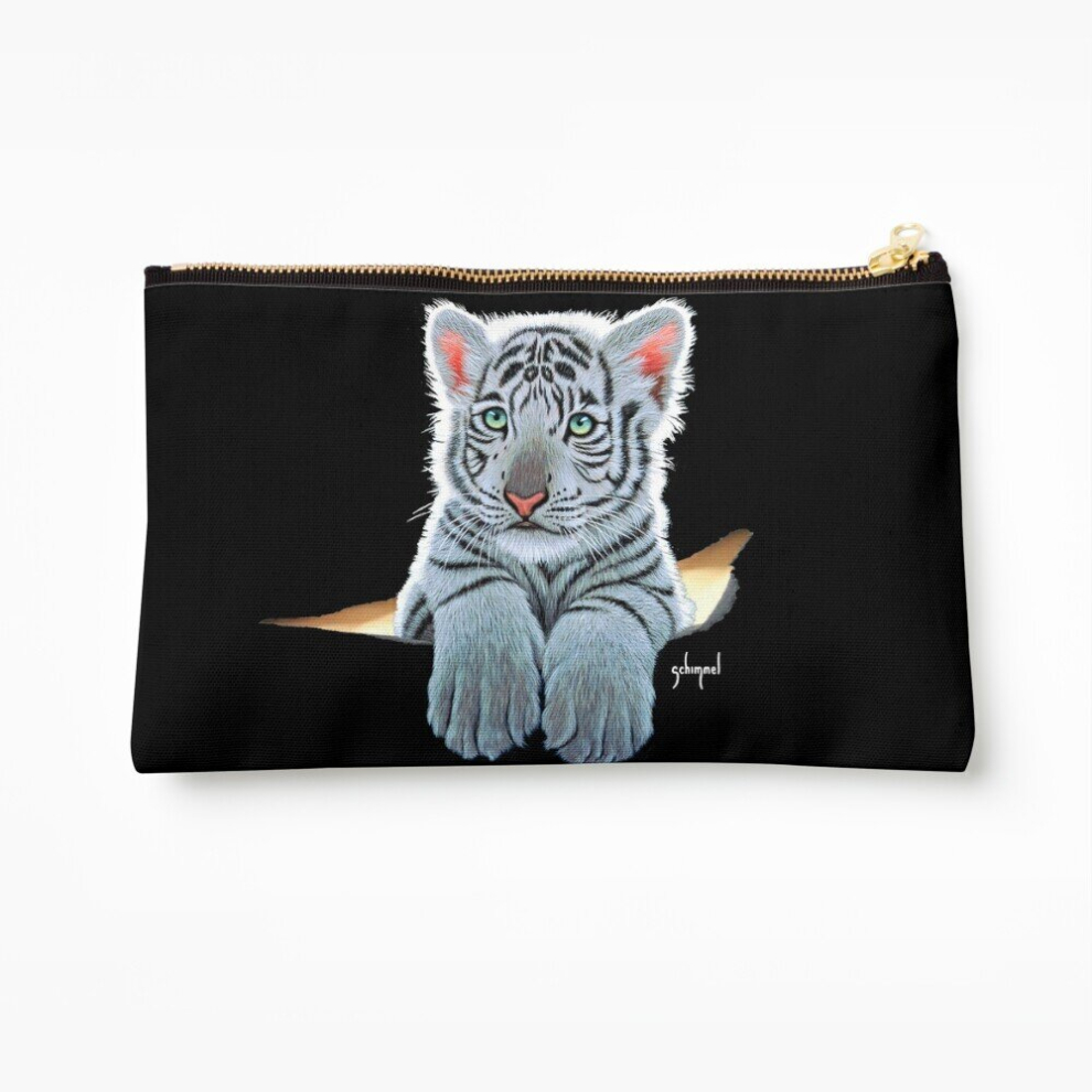 Whibos White Makeup Bag Tiger Cub, Tiger Inside Cosmetic Organizer Tyvek Paper Bags Zipper Pouch