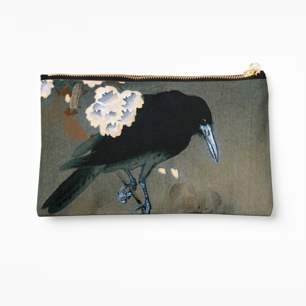 Whibos Makeup Bag Vintage Japanese Crow And Blossom Woodblock Print Cosmetic Organizer Tyvek Paper Bags Zipper Pouch